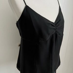Express Design Studio Silk Chiffon Camisole Top Sz L Black Lined Side Zip